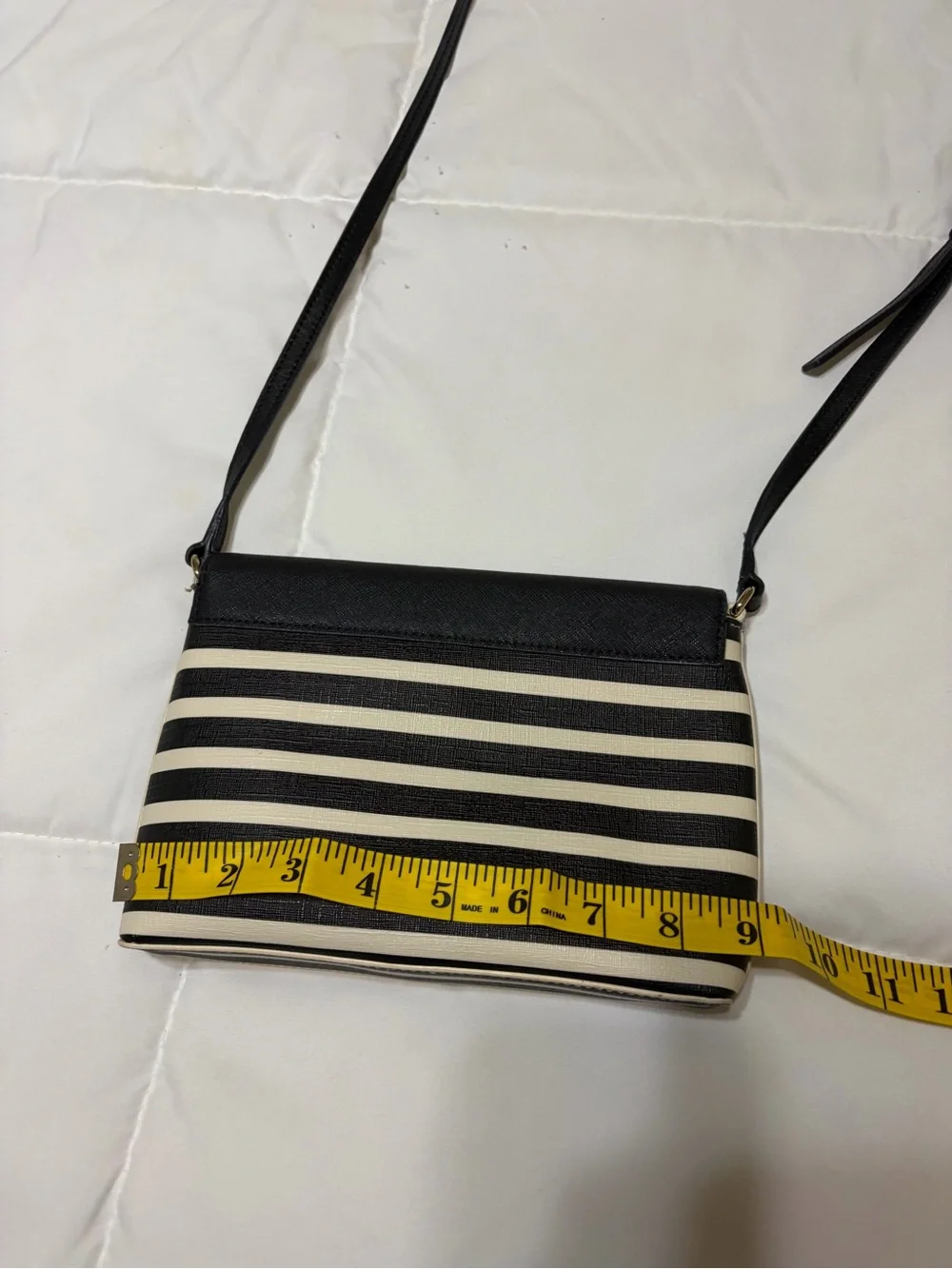 kate spade Black & Cream Striped Envelope Crossbody